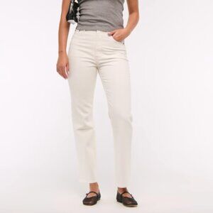 NWT Cream Abercrombie Straight Ankle Jeans, Size 30 Short (Curve Love)